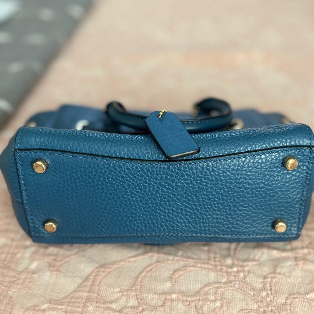 Coach authentic mini carry all bag set wallet strap 6x9 teal blue - Picture 9 of 13